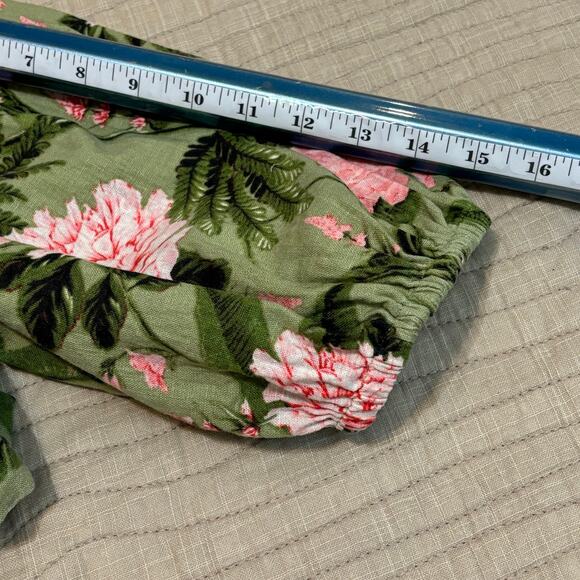 Agua Bendita Linen Blend Green Floral Crop Top Women’s XXL - Picture 6 of 7